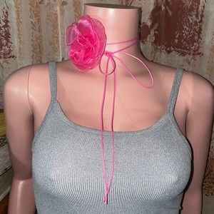 Rose petal choker adjustable string necklace